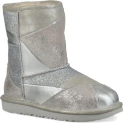 UGG Kids Classic Short II Patchwork -Footwear Shop ugg childrens kids classic short ii patchwork silver 1096431k slvr 70475.1541458227