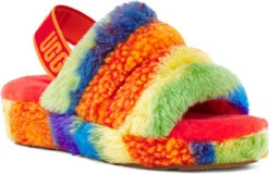 UGG Women's Fluff Yeah Slide Cali Collage -Footwear Shop ugg womens fluff yeah slide cali collage rainbow stripes 1120002 rstr 40335.1622215281